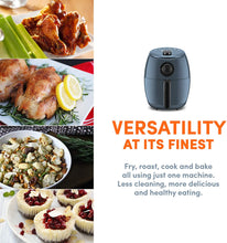 Load image into Gallery viewer, Elite Gourmet EAF-0201 Personal Compact Space Saving Electric Hot Air Fryer Oil-Less Healthy Cooker, Timer &amp; Temperature Controls, PFOA/PTFE Free, 1000-Watts with Recipes, 2.1 Quart, Black