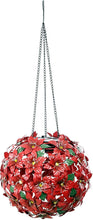 Load image into Gallery viewer, Alpine Corporation QLP924SLR-RD Solar Christmas Hanging Poinsettia Ornament with LED Light Indoor and Outdoor Festive Holiday Décor, 8-Inch, Red