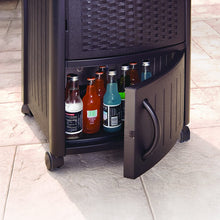 Load image into Gallery viewer, Suncast Resin 77 Quart Wicker-Look Outdoor Patio Cooler with Wheels, Java