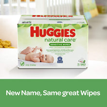 Load image into Gallery viewer, Huggies Natural Care Sensitive Baby Wipes, Unscented, 3 Refill Packs (624 Wipes Total)