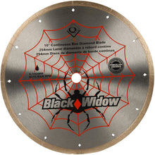 Load image into Gallery viewer, QEP 6-1008BW Black Widow 10" Wet Tile Saw Micro-Segmented Diamond Blade for Porcelain, Marble, Granite &amp; Ceramic Tile, 5/8" Arbor, Wet Cutting, 6115 Maximum Rpm