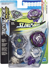 Load image into Gallery viewer, BEYBLADE Burst Turbo Slingshock Dual Pack Morrigna M4 &amp; Tornado-X Yegdrion Y4 -- 2 Right-Spin Battling Tops, Age 8+