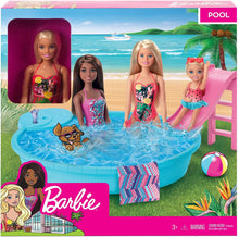 Load image into Gallery viewer, Barbie Doll, 11.5-Inch Blonde, and Pool Playset with Slide and Accessories