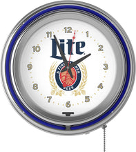 Load image into Gallery viewer, Trademark Gameroom Miller Lite Chrome Double Rung Neon Clock - Retro Design