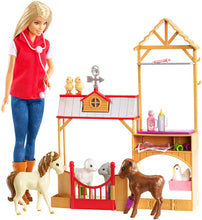 Load image into Gallery viewer, Barbie GCK86 Sweet Orchard Farm Blonde Doll and Playset with 7 Animals