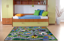 Load image into Gallery viewer, Ottomanson Jenny Collection Grey Base with Multi Colors Kids Children's Educational Road Traffic System Design(Non-Slip) Area Rug, 8'2" X 9'10", Multicolor