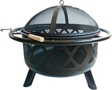 Load image into Gallery viewer, Peaktop CU296 Round Steel Wood Burning Fire Pits, 30.0", Black
