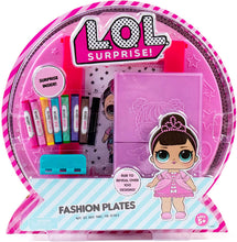 Load image into Gallery viewer, L.O.L. Surprise! Fashion Plates by Horizon Group USA,DIY Fashion Design Activity Kit, Make Over 100 Designs, 14 Fashion Plates, 20 Sheets of Paper, 1 Scratch Art Sheet, 7 Crayons Included