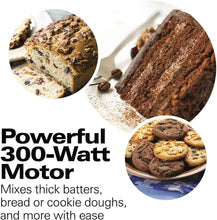 Load image into Gallery viewer, Hamilton Beach Electric Stand Mixer, 4 Quart Stainless Bowl, 7 Speeds, Tilt-Head, Dough Hook, Whisk and Flat Beater, Splash Guard, 300 Watts, Black (63390)