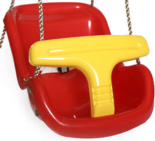 Load image into Gallery viewer, PLAYBERG Red Plastic Baby and Toddler Swing Seat with Hanging Ropes