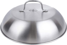Load image into Gallery viewer, Chefmaster Grill Dome Covers, BBQ Grill Accessory Melts Cheese, Cooks Burgers Faster and Prevents Splatter, for Indoor or Outdoor Use, Stainless Steel with Wire Handle