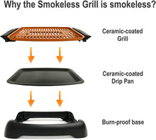 Load image into Gallery viewer, Gotham Steel Smokeless Grill Indoor Grill Ultra Nonstick Electric Grill – Dishwasher Safe Surface, Temp Control, Metal Utensil Safe, Barbeque Indoors with No Smoke!