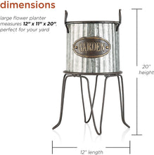 Load image into Gallery viewer, Alpine Corporation Small Metal Outdoor Flower Planter with Stand - Garden Tin - Outdoor Yard Décor