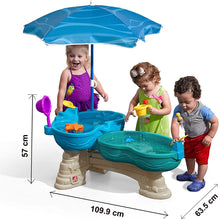 Load image into Gallery viewer, Step2 Spill &amp; Splash Seaway Water Table | Kids Dual-Level Water Play Table with Umbrella &amp; 11-Pc Accessory Set | Large Water Table