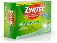 Load image into Gallery viewer, Zyrtec 24 Hour Allergy Dissolve Tablets with Cetirizine HCl Antihistamine, Citrus Flavored, 24 ct