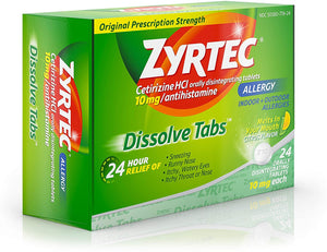Zyrtec 24 Hour Allergy Dissolve Tablets with Cetirizine HCl Antihistamine, Citrus Flavored, 24 ct