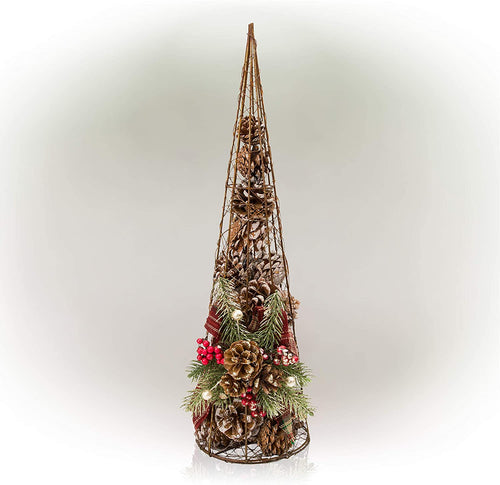 Alpine Corporation Alpine CIM304HH-L Rustic Pinecone Christmas Tree Décor, Multicolor