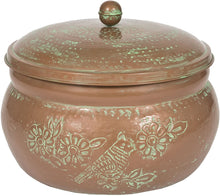 Load image into Gallery viewer, CobraCo Bird Motif Copper Finish Hose Holder with Lid HHEBR