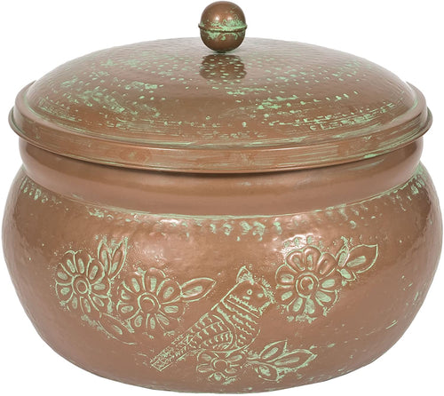 CobraCo Bird Motif Copper Finish Hose Holder with Lid HHEBR
