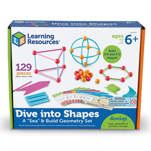 Load image into Gallery viewer, Learning Resources Dive into Shapes! A "Sea" and Build Geometry Set, 129 Pieces