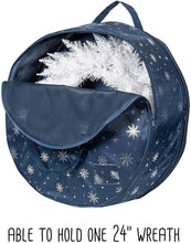Load image into Gallery viewer, Honey-Can-Do SFT-08591 Deluxe 2 24&quot; Wreath Storage Bag, Navy