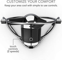 Load image into Gallery viewer, Sharper Image SBM1-SI USB Fan with Soft Blades, 2 Speeds, Touch Control, Quiet Operation, Metal Frame, 5V Wall Adapter, 6 ft. Cable, Personal, Black/Chrome