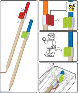 Lego LE51515 9 Pack Coloured Pencils with Toppers, Assorted Colours