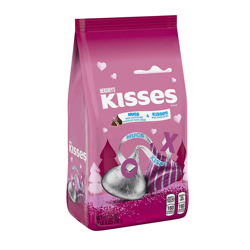 HERSHEY'S HUGS & KISSES Milk Chocolate and White Creme Assortment Candy, Valentine's Day, 25 OZ Variety Bag