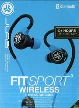 Load image into Gallery viewer, Jlab Audio Fit Sport 3 Wireless Fitness Gym Earbuds | Bluetooth 4.2 | 6 Hour Battery Life | Flexible Memory Wire |IP55 Dust/Sweat Proof Rating | Noise Isolation | Universal Track Controls | Blue