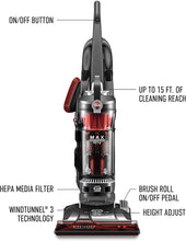Load image into Gallery viewer, Hoover WindTunnel 3 Max Performance Upright Vacuum Cleaner, HEPA Media Filtration and Powerful Suction for Pet Hair, UH72625, Red