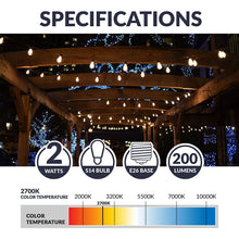 Load image into Gallery viewer, Newhouse Lighting S14LED18 Outdoor Weatherproof Shatterproof 2W S14 Vintage LED Filament Replacement String Light Bulbs Standard Base 18-Pack Dimmable Clear