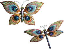 Load image into Gallery viewer, Sunjoy D110007900 Gidley Decorative Butterfly and Dragonfly Wall Art, Multi-Color