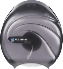 Load image into Gallery viewer, San Jamar R2090TBK Single 9" Jumbo Bath Tissue Dispenser, Oceans Design, Transparent Black Pearl