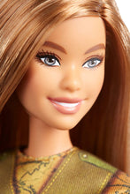 Load image into Gallery viewer, Barbie Photojournalist Doll, Brunette with Lion Cub, Camera and Magazine Cover, Inspired by National Geographic