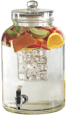 Circleware Brington Glass Beverage Drink Dispenser with Ice Insert and Fruit Infuser, 2.64 gallon, Clear