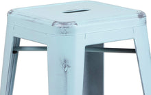 Load image into Gallery viewer, Flash Furniture Stackable Industrial Metal Backless Bar Stool in Distressed GreenBlue