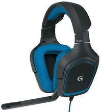 Load image into Gallery viewer, Logitech G430 7.1 DTS Headphone: X and Dolby Surround Sound Gaming Headset for PC, Playstation 4 – On-Cable Controls – Sports-Performance Ear Pads – Rotating Ear Cups – Light Weight Design, Blue/Black