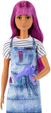 Load image into Gallery viewer, Barbie Salon Stylist Doll (12-In/30.40-cm) with Purple Hair, Tie-Dye Smock, Striped Tee, Blow Dryer &amp; Comb Accessories, Great Gift for Ages 3 Years Old &amp; Up