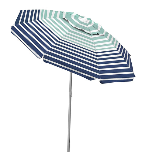 Caribbean Joe CJ-TUVC78HS Tilting Beach Umbrella Double with Canopy Windproof Design, Stripe, 6.5'