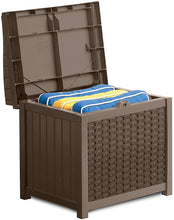 Load image into Gallery viewer, Suncast Mocha Resin Wicker 22-Gallon Storage Seat