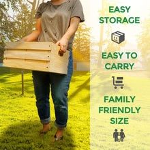 Load image into Gallery viewer, Splinter Woodworking Co. Giant Tower Game | 60 Large Blocks | Storage Crate / Outdoor Game Table | Starts at 32in Big | Stacks up to 5ft in Gameplay | Genuine Jumbo Toppling Yard Games | Backyard Set