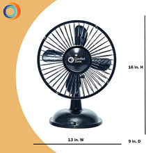 Load image into Gallery viewer, Comfort Zone Oscillating Desk Fan, Black
