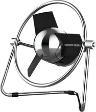 Load image into Gallery viewer, Sharper Image SBM1-SI USB Fan with Soft Blades, 2 Speeds, Touch Control, Quiet Operation, Metal Frame, 5V Wall Adapter, 6 ft. Cable, Personal, Black/Chrome