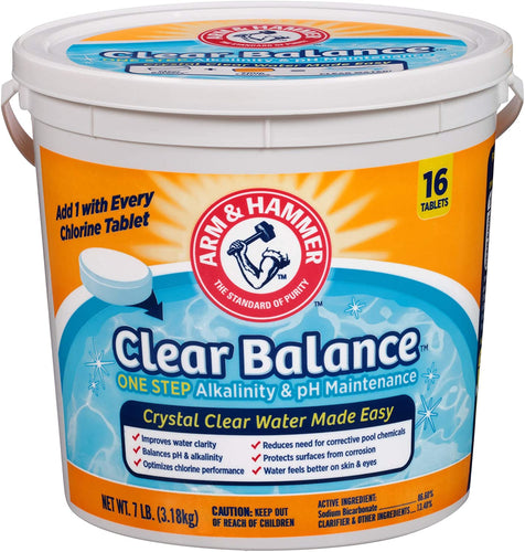 Arm & Hammer Clear Balance Pool Maintenance Tablets, 16 Count, Net Wt. 7LB (3.18kg)