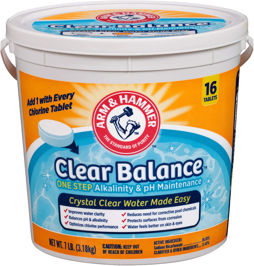 Arm & Hammer Clear Balance Pool Maintenance Tablets, 16 Count, Net Wt. 7LB (3.18kg)