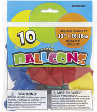 Load image into Gallery viewer, Unique 12" Latex Balloons, Assorted Colors 10ct - 54503