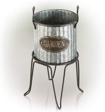 Load image into Gallery viewer, Alpine Corporation Small Metal Outdoor Flower Planter with Stand - Garden Tin - Outdoor Yard Décor
