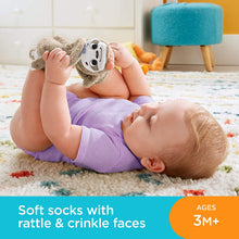 Load image into Gallery viewer, Fisher-Price Sloth Activity Socks, Adjustable Pair of Wearable Baby Rattle Toys