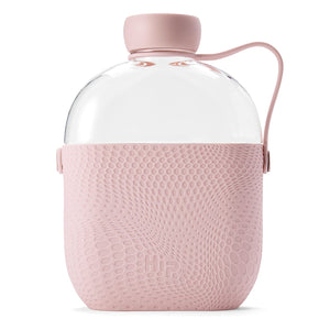 Hip 22-oz Flat Water Bottle Flask with Textured Silicone Sleeve and Carrying Handle - Tritan BPA-Free Plastic (Cloud)