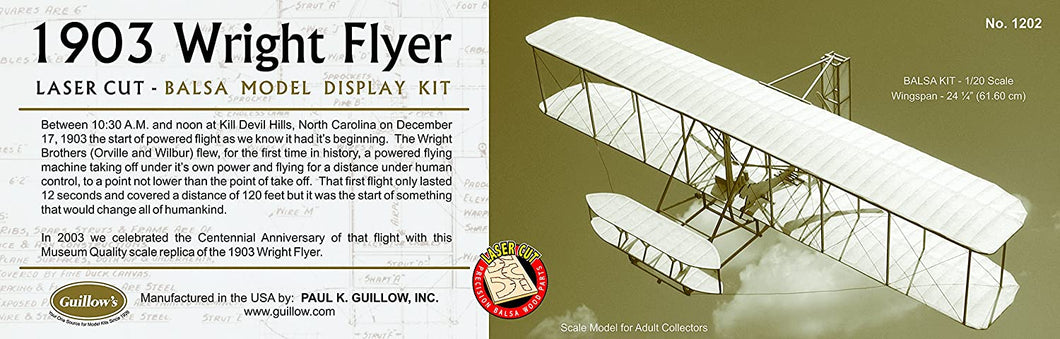 Guillow's 1903 Wright Brother Flyer Laser Cut Model Kit